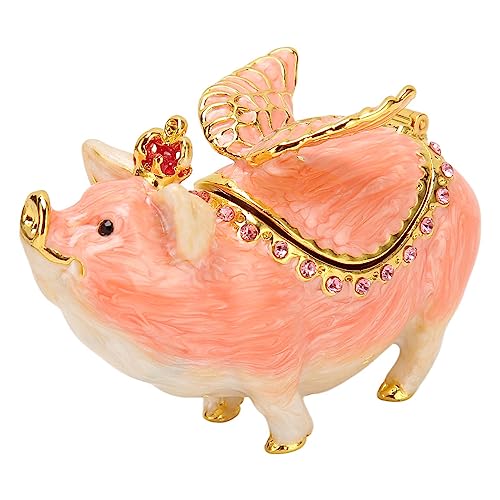Leopacat pig-shaped jewelry holder with hinged metal design, perfect for storing rings and small jewelry pieces.