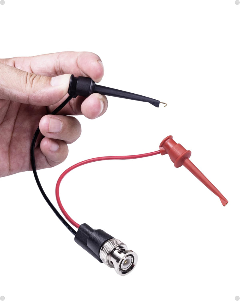 [Australia - AusPower] - BNC Test Leads, BNC(Male) to Mini Grabber Test Clip, Test Lead Breakout Cable for Multimeter, 5A Current Rating, 1 Pack Male Plug 