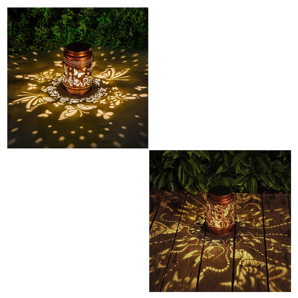 [Australia - AusPower] - Solar Lanterns Outdoor Hanging Butterfly-Hummingbirds Decor Lantern,Waterproof Hollow Out Retro Metal Decorative Garden Light,Graceful Decoration for Patio,Yard,Landscape,Walkway,Festival 