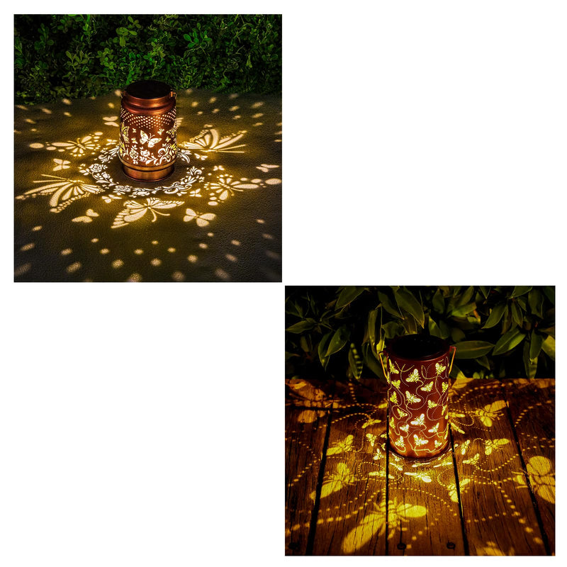[Australia - AusPower] - Solar Lanterns Outdoor Hanging Butterfly-Bee Decor Lantern,Waterproof Hollow Out Retro Metal Decorative Garden Light,Graceful Decoration for Patio,Yard,Landscape,Walkway,Festival 