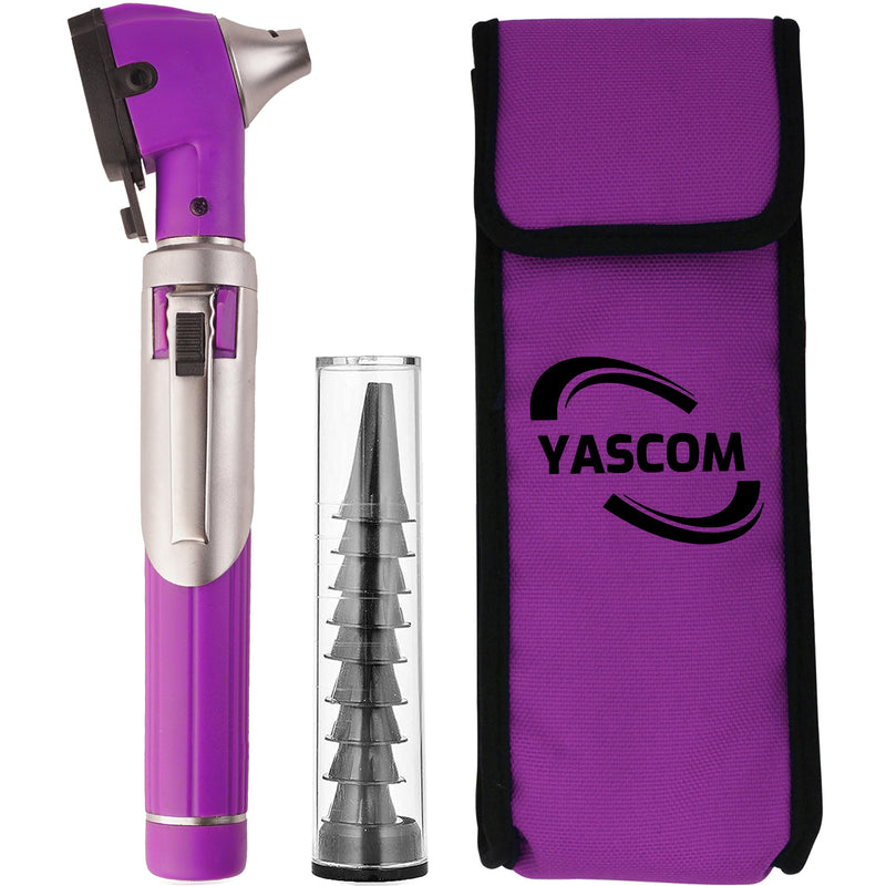 [Australia - AusPower] - Otoscope Professional Diagnostic Ear Otoscope with Light Pocket Size Ear Infection Checker with 10x Specula & Case, Ear Otoscope for Doctors, Nurses, & Students Purple 