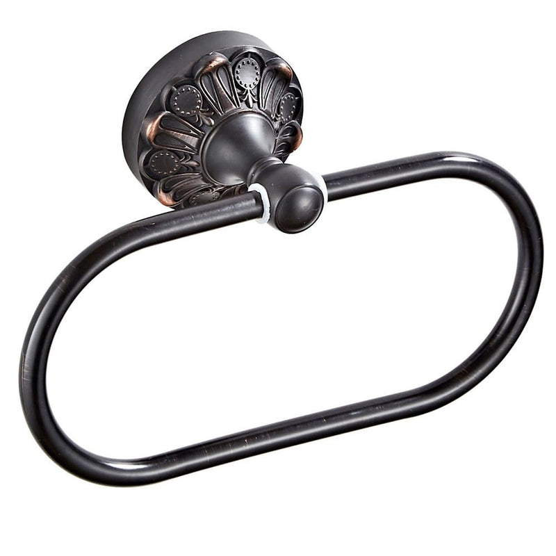 Antique Oval Towel Ring Holder Brass Material Towel Ring for Towel Storage Wall Mounted Towel Hanger Rack for Bathroom Toilet (Black) Black