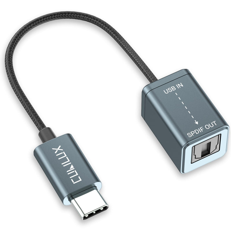 Cubilux USB to S/PDIF Transmitter for Music Playing, USB C to TOSLINK Output Adapter (Stereo Sound), USB Optical Audio Converter Suitable for iPhone 17/16/15 Series - Not for 7.1/5.1, NOT for TV