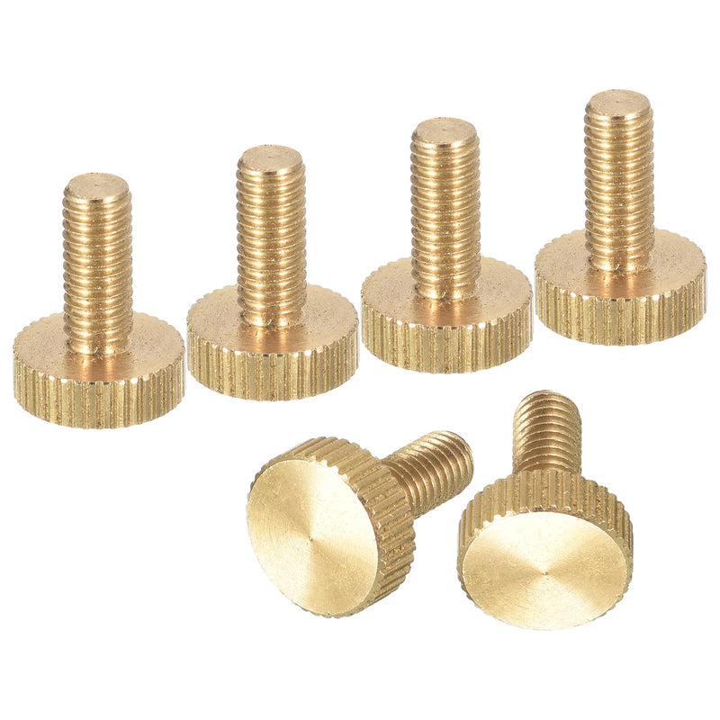 [Australia - AusPower] - uxcell M5x12mm Knurled Thumb Screws, 6pcs Flat Knurled Head Fully Threaded Brass Thumb Screws Bolts Grip Knobs Fasteners 6 