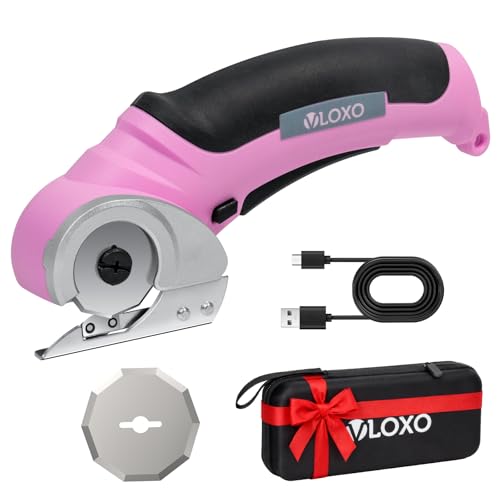 VLOXO pink cordless electric scissors cardboard cutter with replacement blade