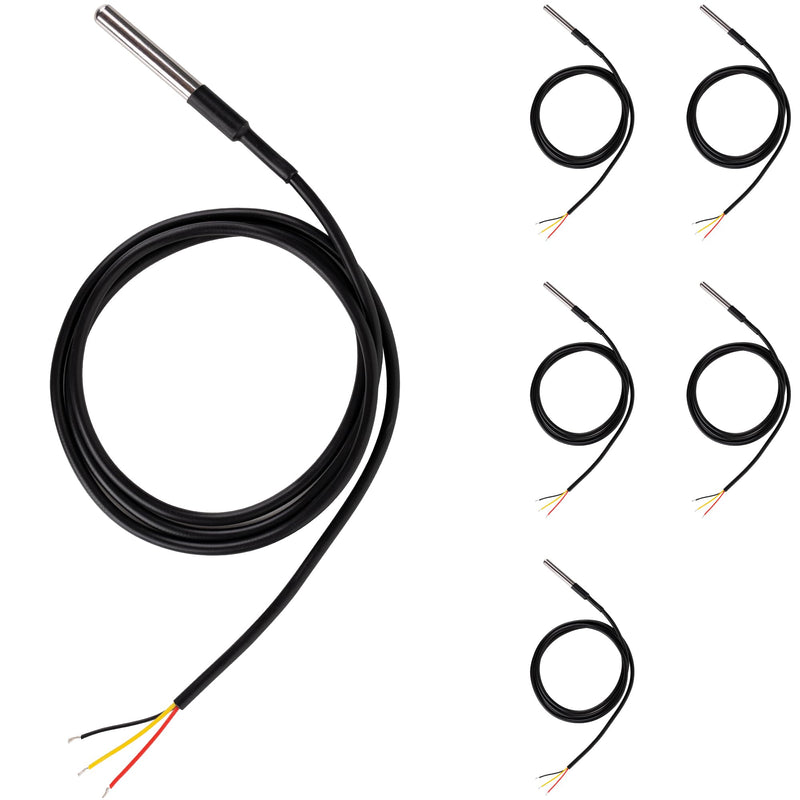 [Australia - AusPower] - BlueStars Pack of 5 DS18B20 1-Wire Temperature Sensor Waterproof Digital Stainless Steel 1m/39.37 inch - Measure Range -55°C to 125°C Used for Arduino Raspberry Pi and Others 