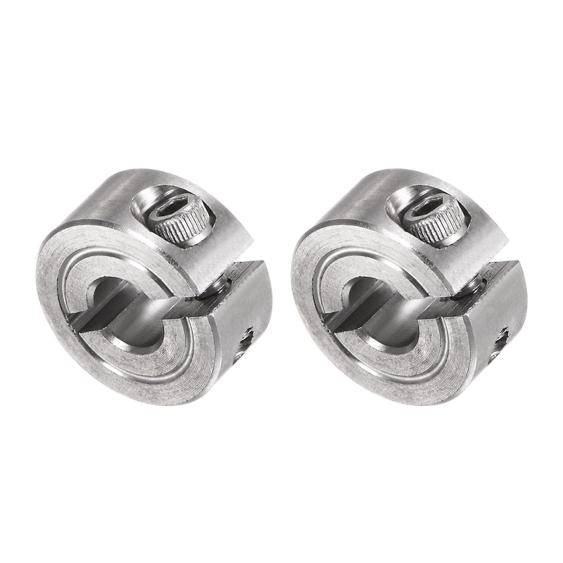 [Australia - AusPower] - uxcell 2pcs Single Split Clamp-On Shaft Collar 1/4" Bore One-Piece Clamping Collar, 11/16" OD, 5/16" Width, 304 Stainless Steel Axle Collar Clamp, Set Screw Style 