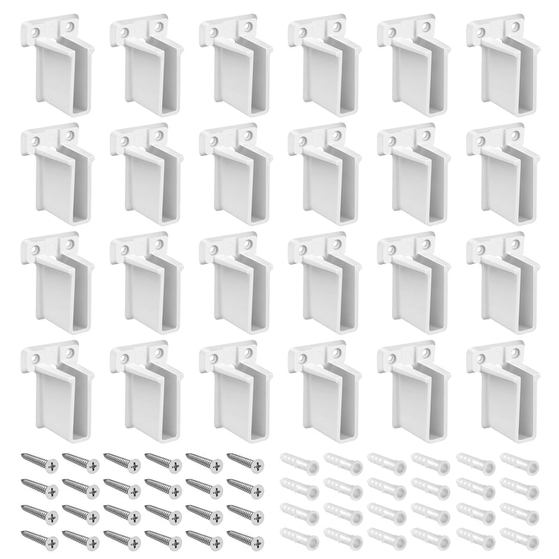 Dreyoo 24 Pack Wire Shelf End Bracket, White Plastic Closet Shelves Brackets, Wall Mount Brackets for Shelves Closet, Screws Included