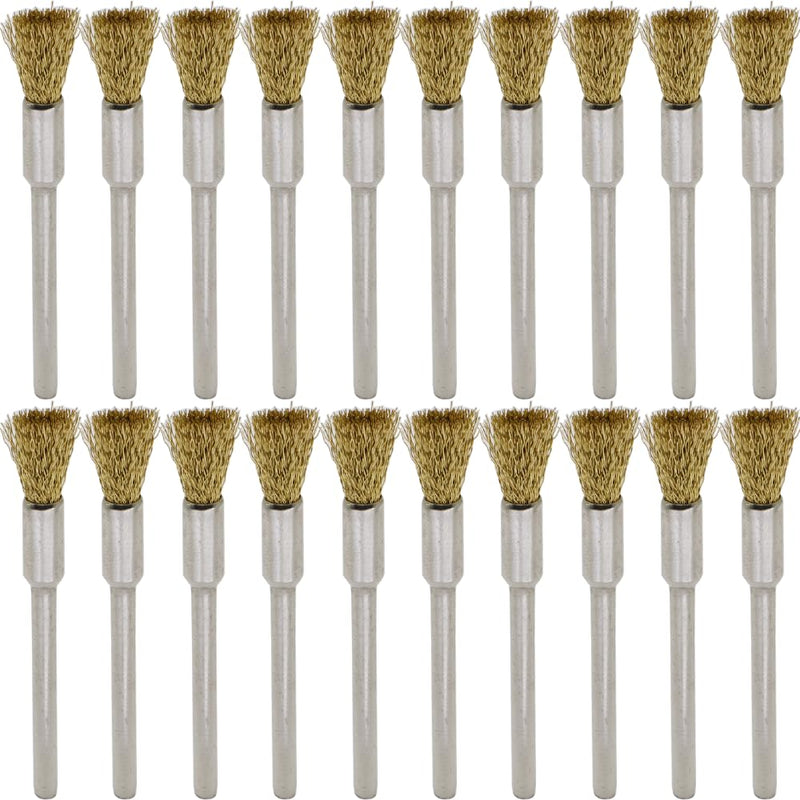 20PCS Brass Wire Brushes - Metal Rust Removal, Cleaning, and Polishing - 5mm Diameter, 1/8? (3mm) Shaft - Removes Burrs, Dust, and Oxide Layer - Handles Rough Surfaces - Rotary Tool Accessories Brass Wire Brush 3*5mm 20PCS