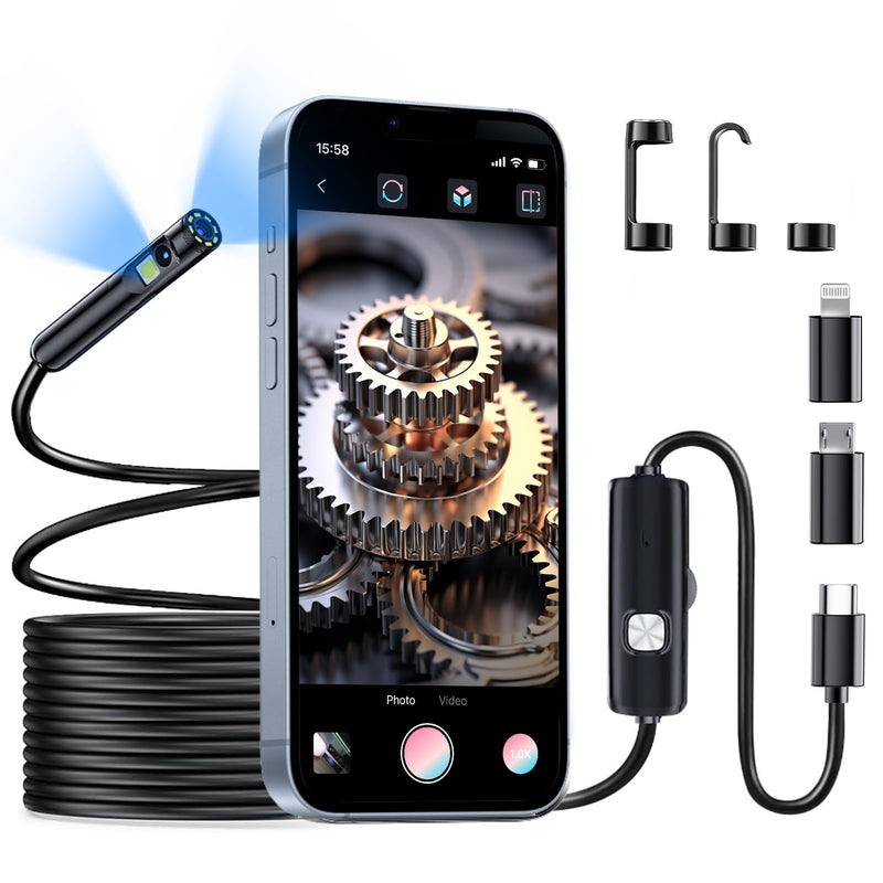 [Australia - AusPower] - Dual Lens Endoscope Camera with Light TLMUSE Borescope 1920P HD Inspection Camera with Light, IP67 Waterproof Borescope Camera with Light Scope Camera Endoscope Camera for Android, iPhone, iPad Dual Lens-16.5FT 
