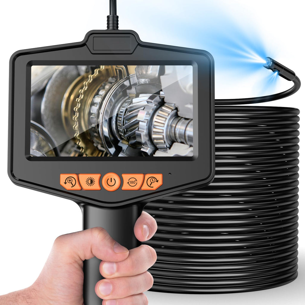 Dual Lens Endoscope Camera?Anhendeler 4.3" IPS Screen Mechanic Camera, 16.4 Borescope Inspection Camera with Light, IP67 Waterproof Snake Camera, Scope Camera for Automotive, Pipe, Wall, Gift for Men dual lens