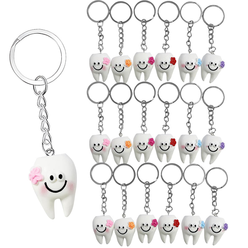 [Australia - AusPower] - 18 Pack Tooth-Shaped Resin Keychains, Dental Key Rings Handbag Pendants Gifts for Dentist, Dental Patients, Birthday Graduation Gifts for New Dentists, Basket Stuffers Party Favors 