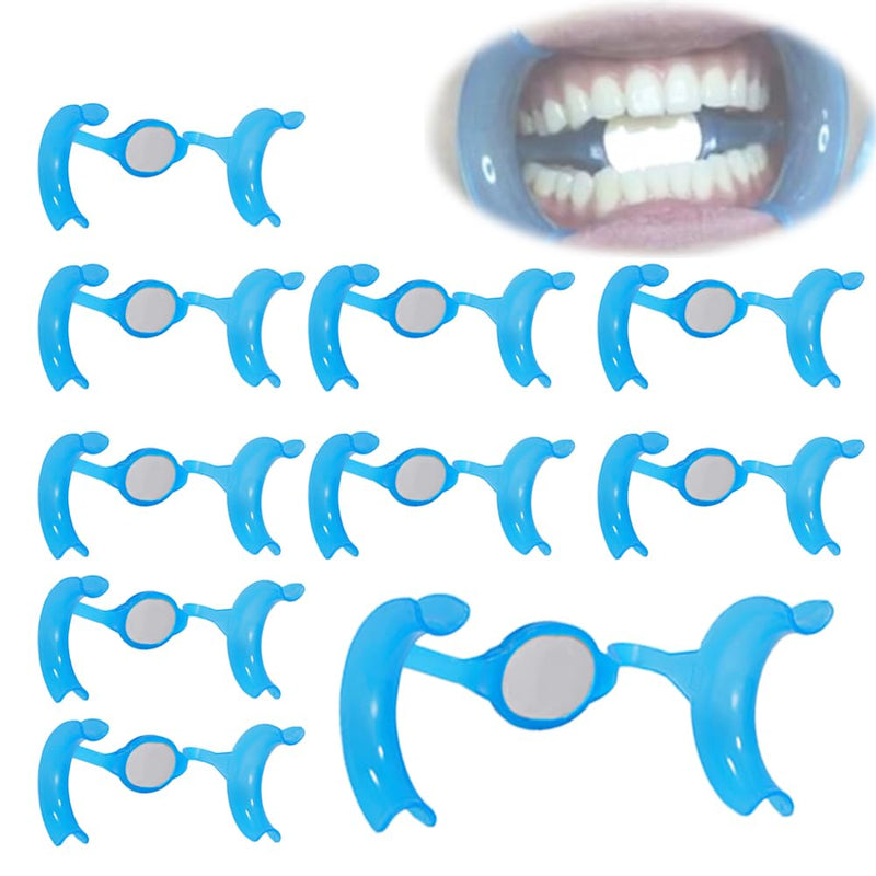 [Australia - AusPower] - Dental Cheek Retractor with Mirror, Mouth Opener for Teeth Whitening & Repairing, M shape Lip Protector Dentist Supplies, 10 PCS 