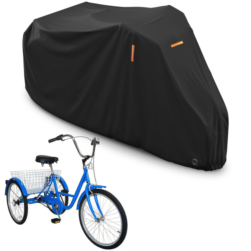 STARTWO Adult Tricycle Electric Trike Cover, Bike Storage Outdoor Waterproof, Windproof Bicycle Protective, Dustproof Bike Covers Black 210D Oxford Cloth with PU Coating
