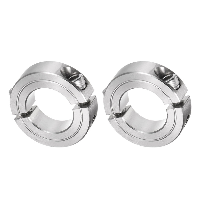[Australia - AusPower] - uxcell 2pcs Double Split Clamp-On Shaft Collar for 1" Shaft, Two-Piece Clamping Collar, 1-3/4" OD, 1/2" Width, 304 Stainless Steel Axle Collar Clamp, Set Screw Style 