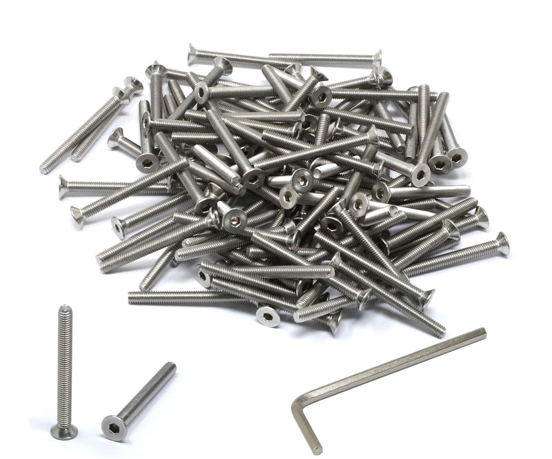 [Australia - AusPower] - iexcell 100 Pcs M3 x 30mm Thread Pitch 0.5 mm Stainless Steel 304 Hex Socket Flat Head Cap Screws Bolts Kit 