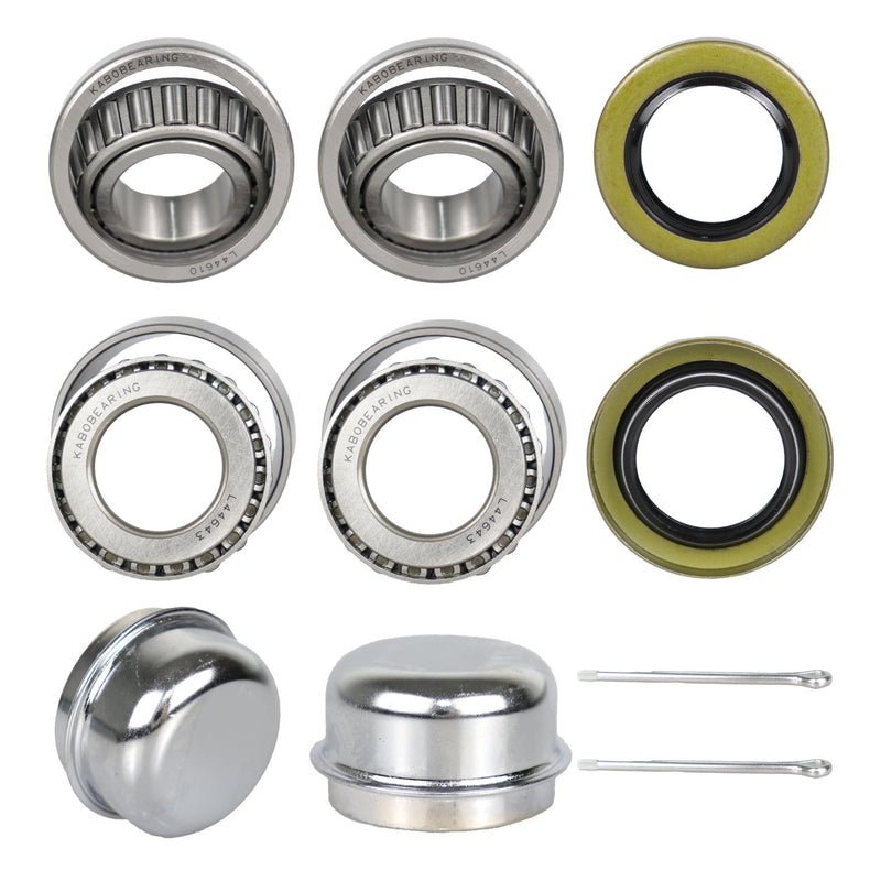 [Australia - AusPower] - 2 Set Fits 1" inch Axles Trailer Wheel Hub Bearings ，L44643 L44610 Bearings, 12192TB Seal OD 1.980''，Dust Cover and Cotter Pin，Bearing Size ID 1.000", OD 1.980", Width 0.580" 