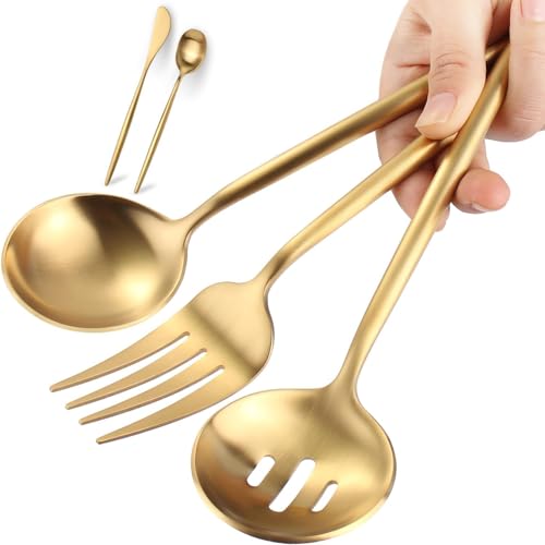 Gold Serving Utensils Set,5pc Stainless Steel Serving Spoons Gold