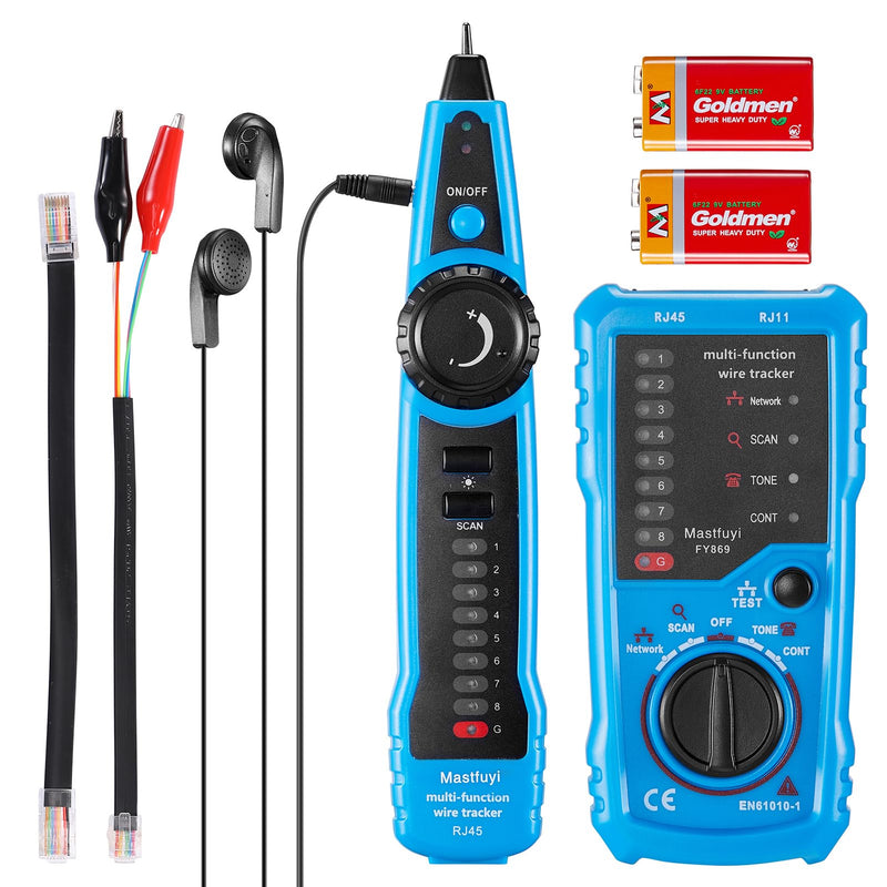 [Australia - AusPower] - Network Cable Tester, Line Finder with Probe Tone, Wire Tracker Multifunction, RJ11 RJ45 Cable Tracer, Telephone Line Test, Ethernet LAN Network Cat5 Cat6 Cable Maintenance Collation Analogue Signal 