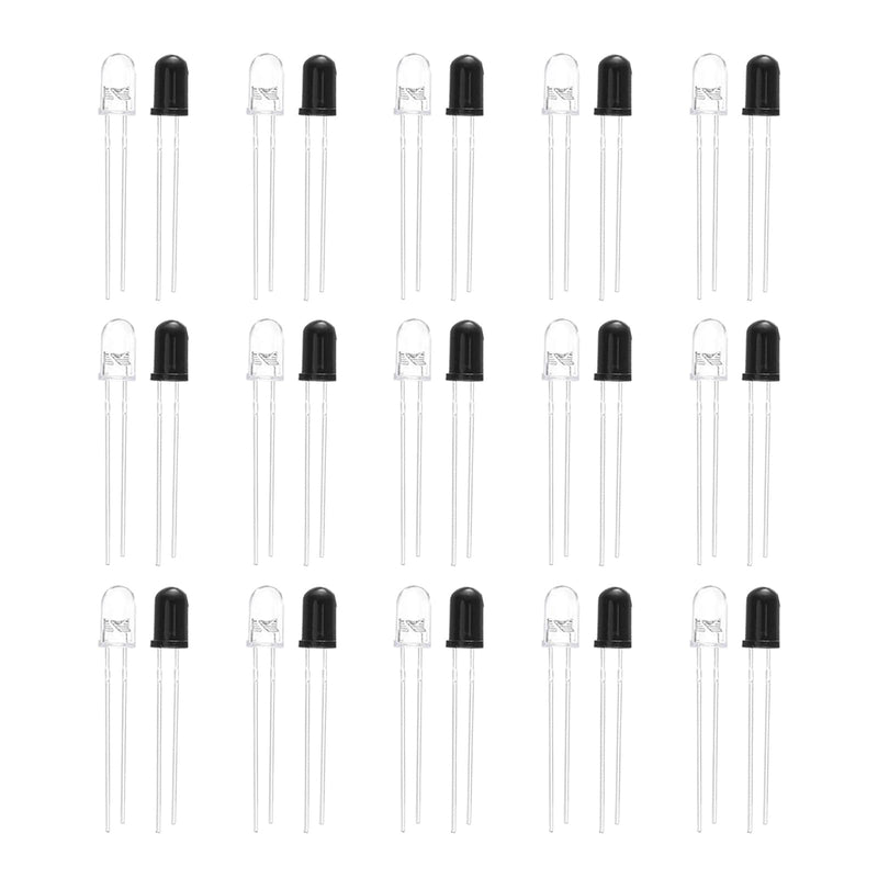 [Australia - AusPower] - F5 940nm LEDs Infrared Emitter and IR Receiver Diode for Arduino 5MM Infrared Emission+Receiver Tube (Set of 30pcs) 5mm Ir Led Diode Kit (30pcs) 