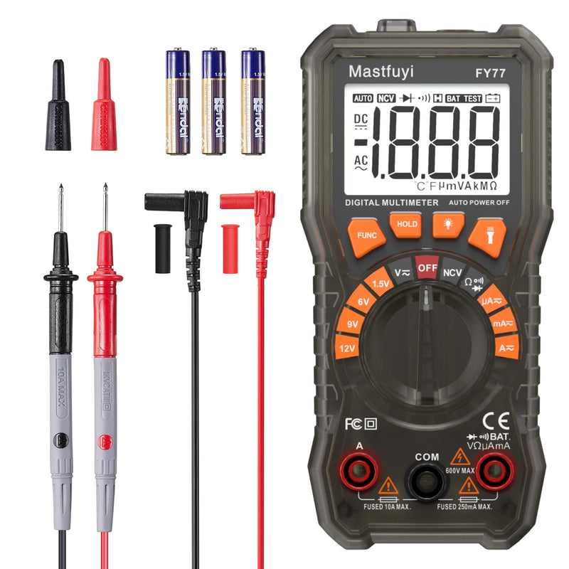[Australia - AusPower] - Digital Multimeter, Portable Multimeter Tester, 2000-Count Voltmeter/Ohmmeter with Auto-Range Function; Accurate Measurement of Voltage, Current, Resistance, Diodes, Continuity, Capacitance [ FY77 ] 