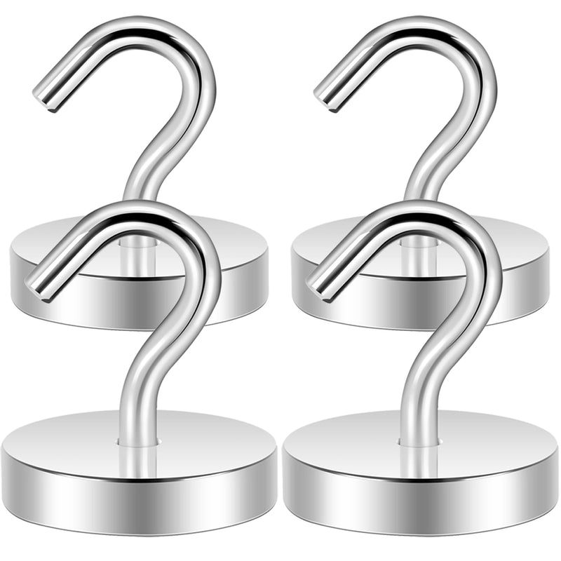 [Australia - AusPower] - Neosmuk Magnetic Hooks Heavy Duty,120lb Super Strong Magnet with Hooks for Cruise Cabins, Large Metal Hooks for Hanging on Fridge,Extra Strong Magnet Hanger for Ship Walls?Silver Silver 1.26in Magnetic Hooks 