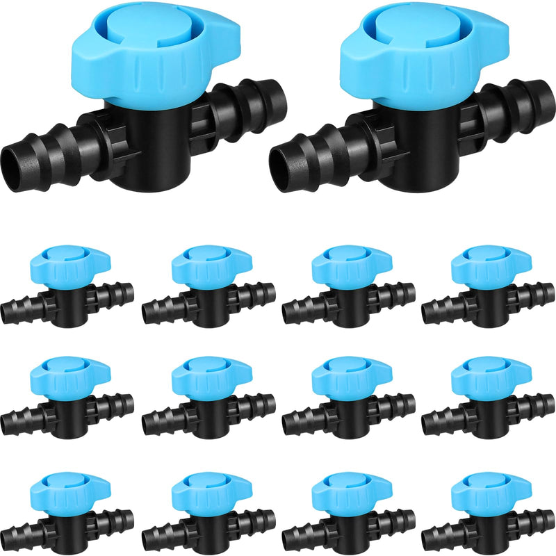 [Australia - AusPower] - 14 Pcs Drip Irrigation Fittings Switch Valve 1/2 Inch, In-Line Barbed Switch Valve For 1/2 Inch Drip Tubing (.570-.620" ID), Shut-Off/On Drip Line Parts For Garden Sprinkler Systems 14P Valves 