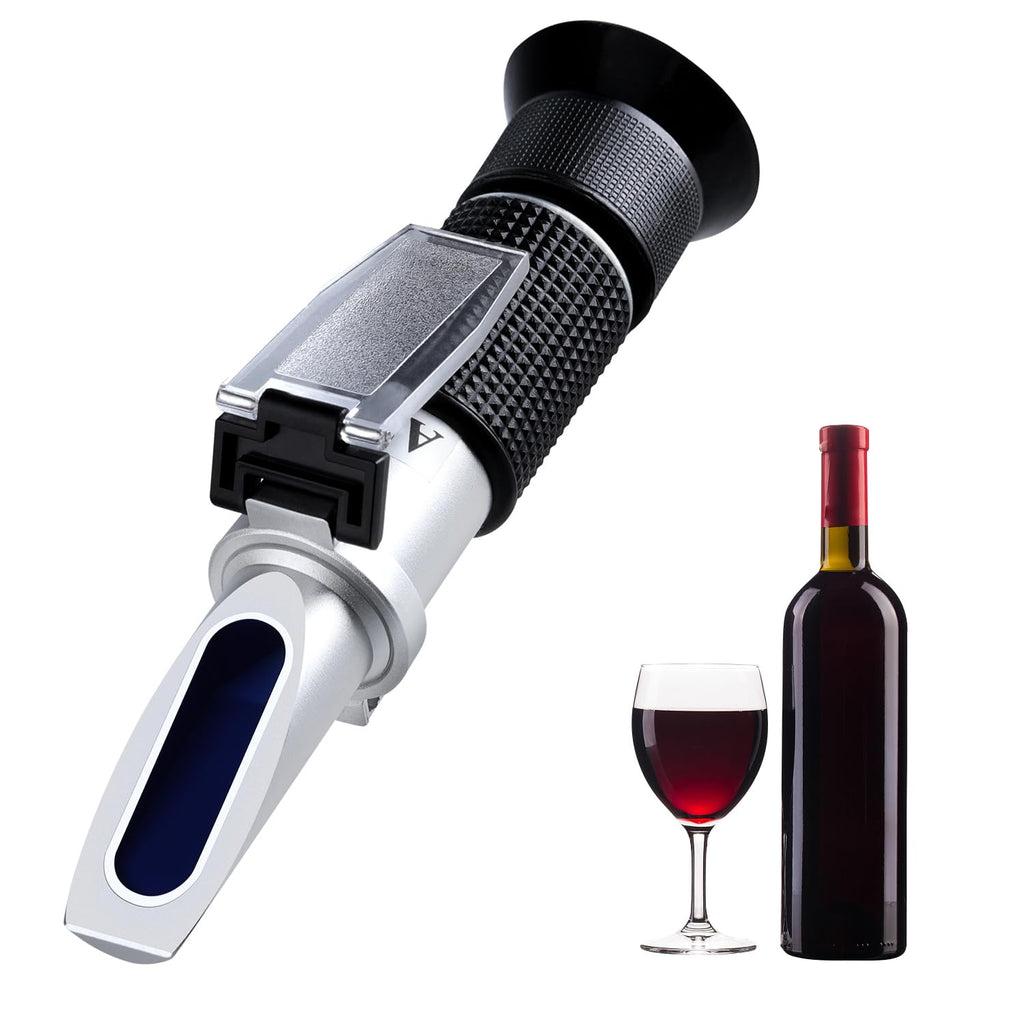 Optical Hydrometer Optical Brix Refractometer for Wine Making, Dual Scale - Brix 0-40% & Alcohol 0-25% Vol, Wine Refractometer for Measuring Sugar Content and Predicting Wine Alcohol Degree Wine Alcohol Refractometer