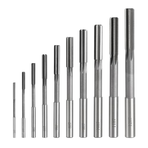 Swawis 10 pieces H7 3-12 mm straight shaft HSS reamer set | Machine reamer for wood and metalworking to improve accuracy in drilling processing H7 3-12 Mm, 10 Pieces