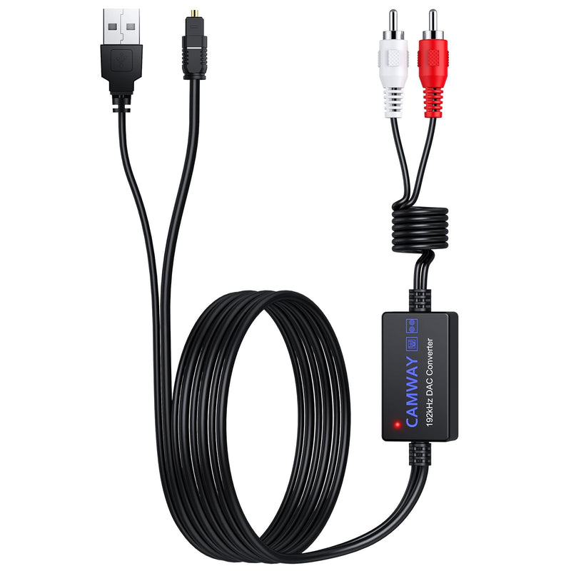 [Australia - AusPower] - CAMWAY Digital to Analog Audio Converter,Optical to R/C/A Converter,SPDIF to R/C/A,192kHz DAC Converter 5.7 ft Audio Cable,Optical Toslink to R/C/A Audio Adapter 