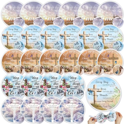 Tradder 50 Pcs Christian Church Fans Bulk Foldable Hand Fans, Stylish