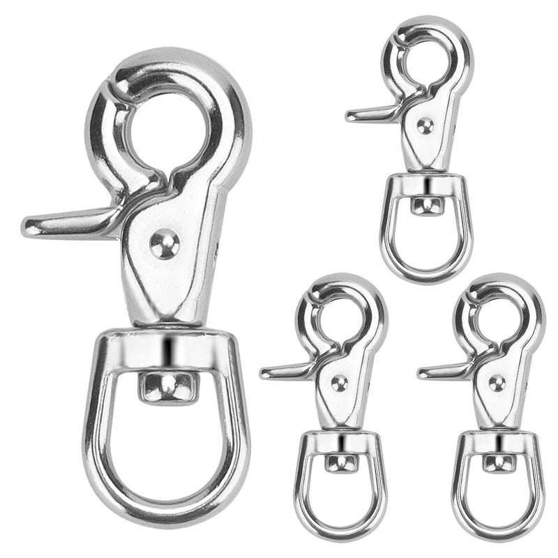 [Australia - AusPower] - 4 Pack 2.8 Inch Trigger Snap Hooks, 360 Degree Swivel Lobster Clasps, Stainless Steel 316 Scissor Snap Lobster Claw Clips for Flag Pole, Pet Leash, Camera Straps, Cages 