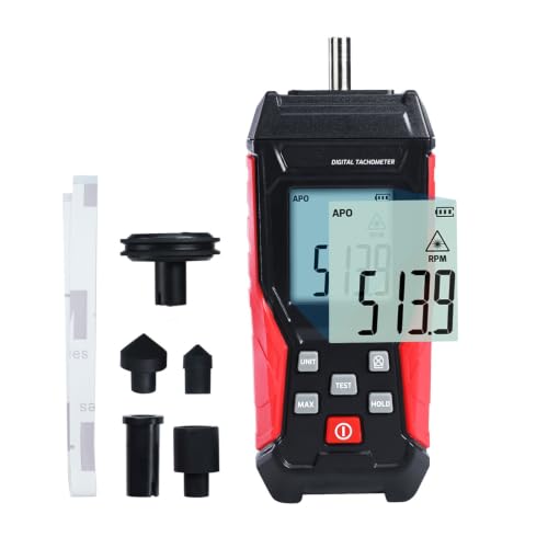 Digital Tachometer, 2 in 1 Speedometer, 3~99999 rpm, Non-Contact and Contact Range of 3~19999 RPM Speedometer, MAX/MIN/AVG/Hold Data, Speed Sensor for Car Engine Tool 2-in-1 Contact & Contactless