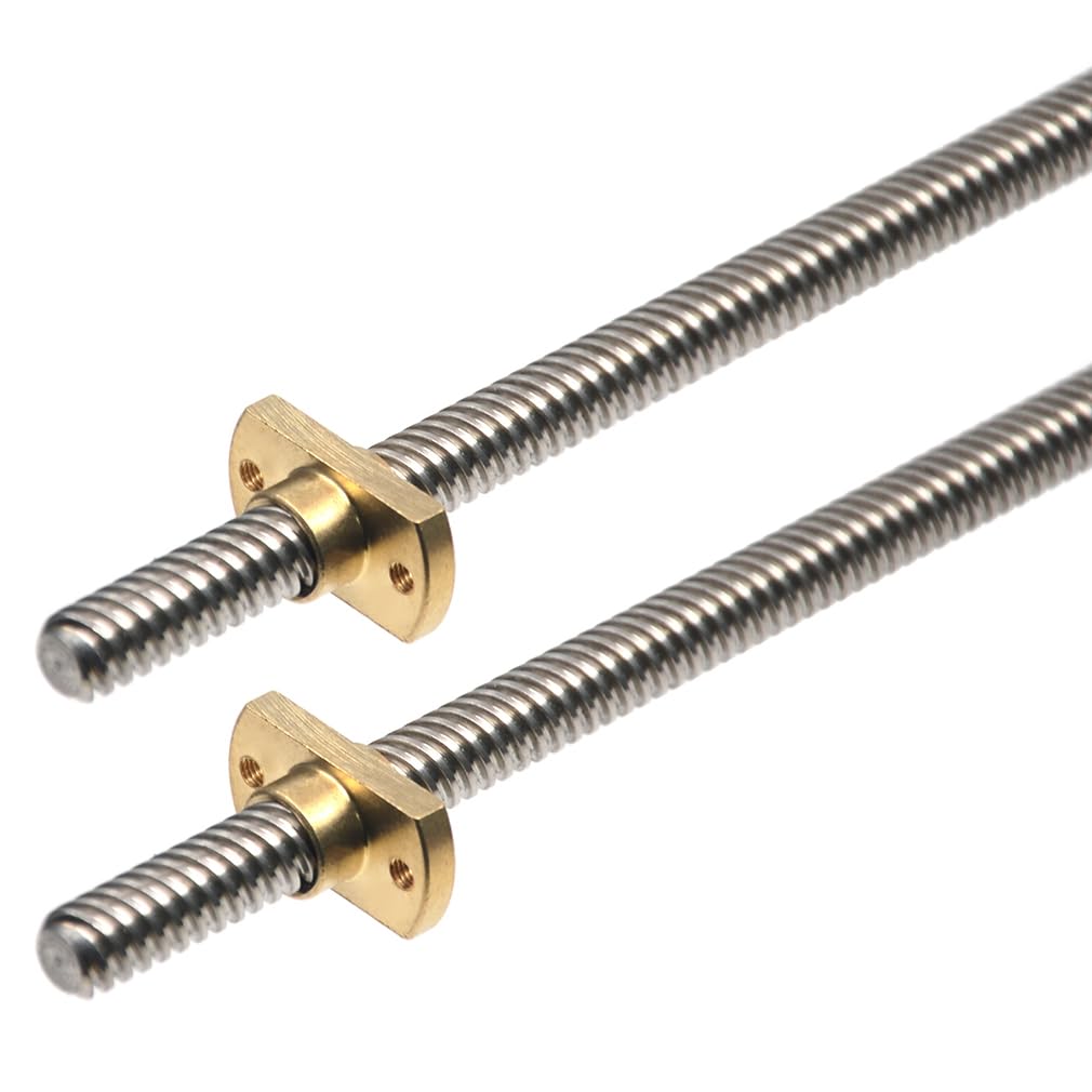 2pcs 365mm T8 Tr8x8 Z Axis Lead Screw with Brass Nut Z-axis Upgrade Kit 8mm Lead for Ender 3 V2/Ender 3 V2 Neo/Ender 3 Pro/Ender 3/Ender 3 Neo/Voxelab 3D Printer 2pcs 365mm + flange cutted nut Tr8x8 (8mm lead)