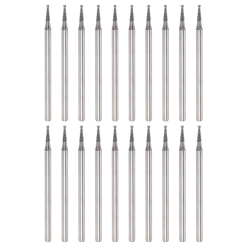 [Australia - AusPower] - 20pcs Diamond Grinding Head 1mm Dia 3/32" Shank Carving Drill Bits Spherical Head Rotary Tool for Grinding, Polishing, Engraving Jade, Jewelry, Stone, Ceramic 