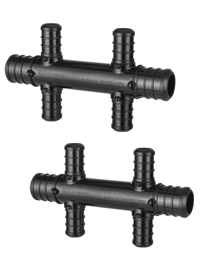 [Australia - AusPower] - (Pack of 2) EFIELD 4 Ports Open Poly PPSU Pex Crimp Opposing Manifold: 3/4 Trunk, 1/2" Port (4 Ports), ASTM F2159 