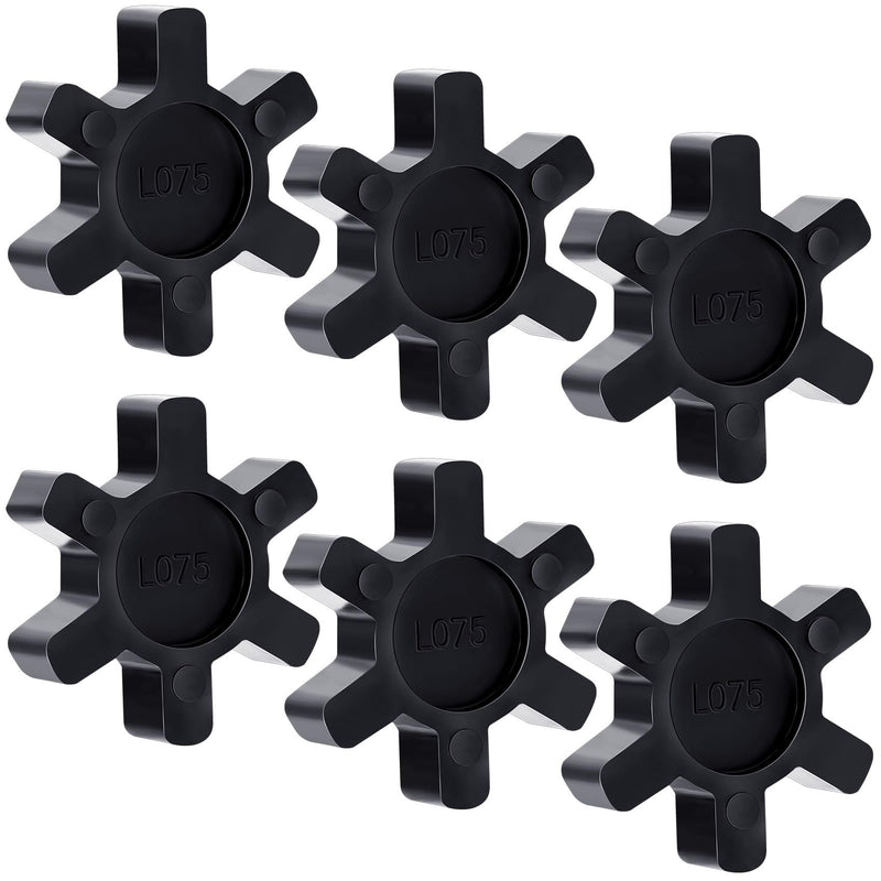 [Australia - AusPower] - L075 Flexible NBR Rubber Spider Insert, 6PCS Solid Spider Center Inserts Fits for L Jaw Coupling Set -Black 