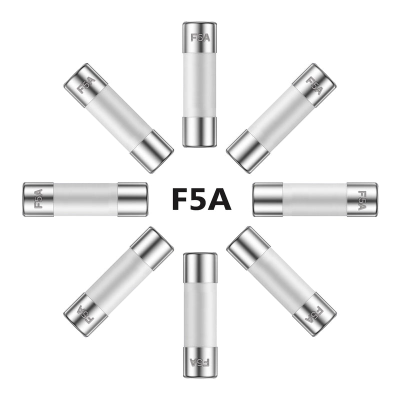 [Australia - AusPower] - 5A 250V 5x20MM Fast Blow Ceramic Fuses 5 Amp 250 Volt 0.2 x 0.78 Inch Fast-Acting Tube Fuse F5AL250V (Pack of 20Pcs) F5A 