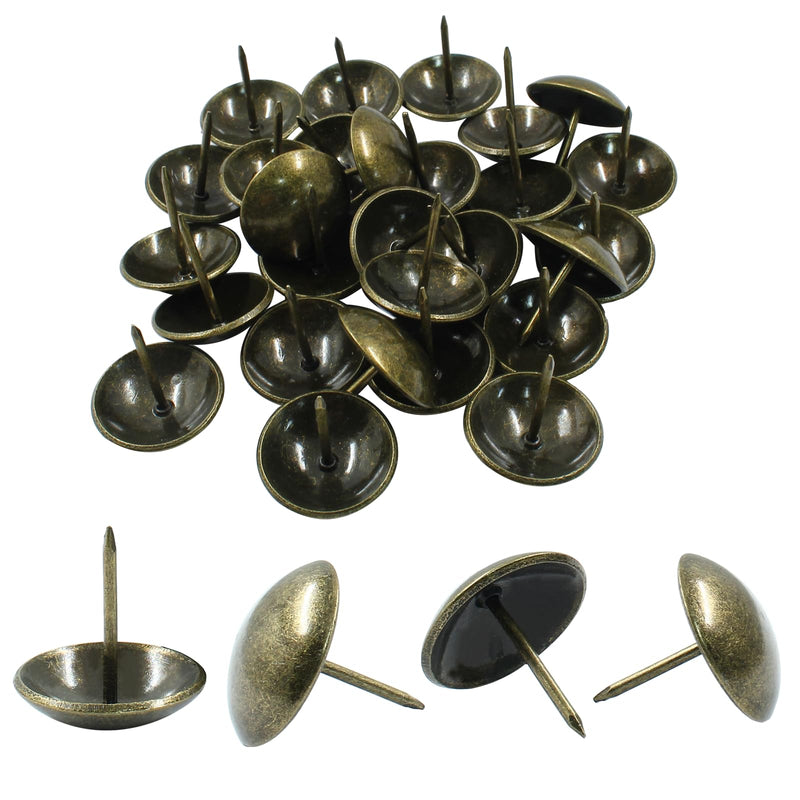 [Australia - AusPower] - 50Pcs 1 Inch (25mm) Bronze Upholstery Tacks, Antique Round Metal Thumb Tacks Furniture Upholstery Pins for Cork Board, Sofa, Couch, Craft, DIY Decoration 1" 