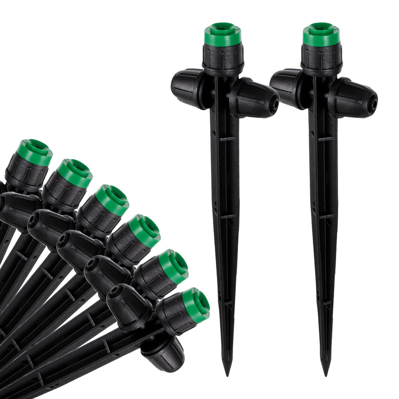 [Australia - AusPower] - 30pcs Drip Irrigation Emitters Sprayer for 1/4" Drip Irrigation Tubing Adjustable 360 Degree Water Flow Drippers on 6.5" Sturdy Stake with Lock Barbed Irrigation Drippers for Watering System 30Pcs Double Tube Sprayers 