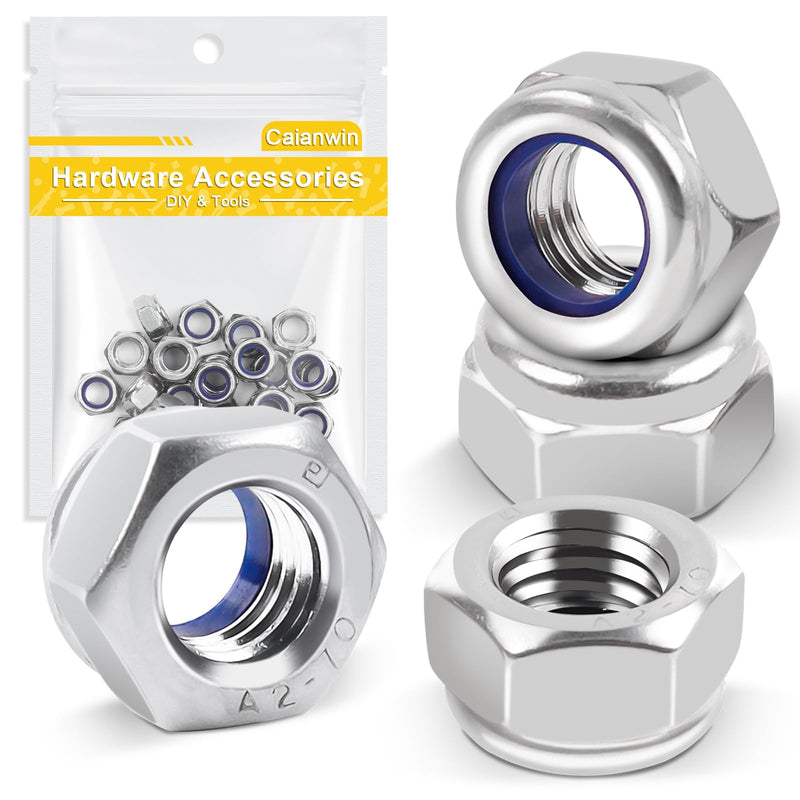 [Australia - AusPower] - 10Pcs M12-1.75mm Nylon Insert Hex Lock Nuts DIN985 Stainless Steel A2 Self Locking Nuts for Industrial Construction Fasteners 10 M12×1.75 