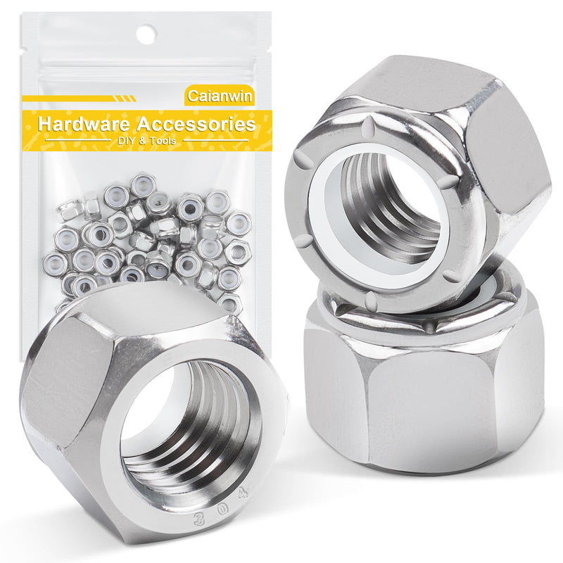 [Australia - AusPower] - 50Pcs #8-32 Nylon Insert Hex Lock Nuts A2 304 Stainless Steel Self Locking Nuts for Industrial Construction Fasteners 50 