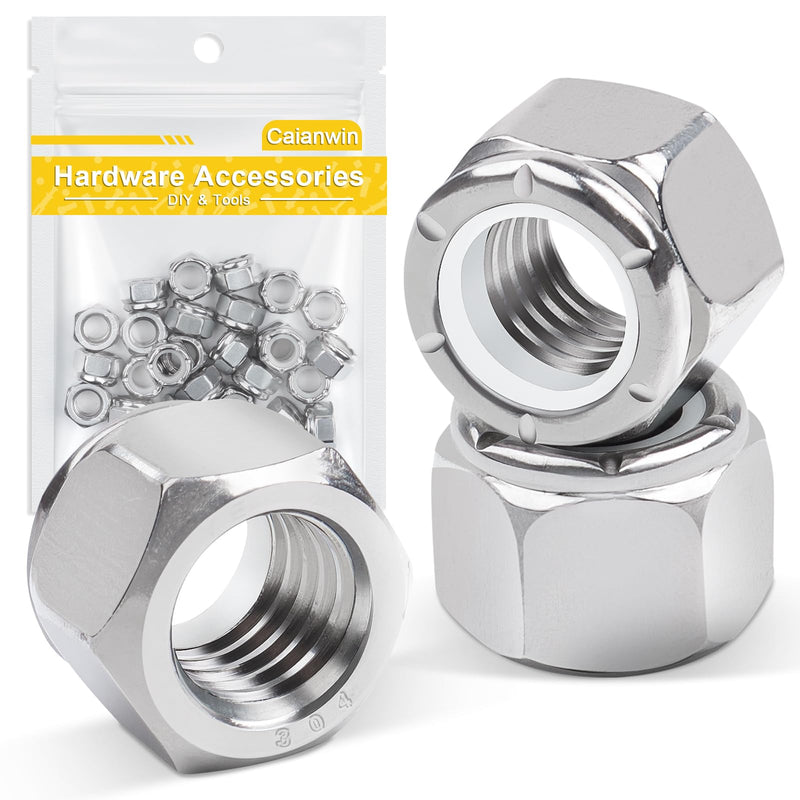 [Australia - AusPower] - 25Pcs 3/8"-16 Nylon Insert Hex Lock Nuts A2 304 Stainless Steel Self Locking Nuts for Industrial Construction Fasteners 25 