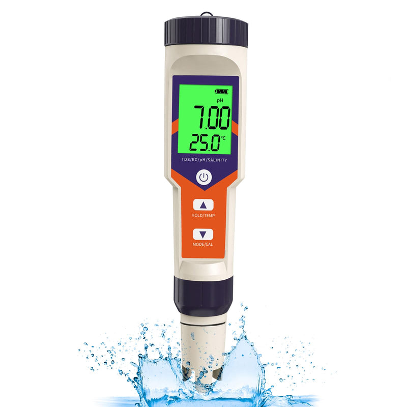 [Australia - AusPower] - Digital PH Water Tester, 5 in 1 PH/TDS/EC/Salt/Temp Meter, a Practical Portable Meter for Pool, Aquarium, Drinking Water, Shower& Kitchen Drinking Water for The Household 2025 upgraded 5-IN-1 pH meter 