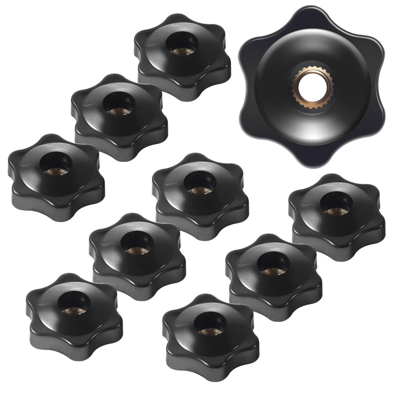 [Australia - AusPower] - 12 Pcs Star knobs, 1/4 20 knob 6 Star Knobs 1/4 Inch 20 Female Threaded Hexagon Head Thru Knob Clamping Knobs Jig Knobs T Knob 
