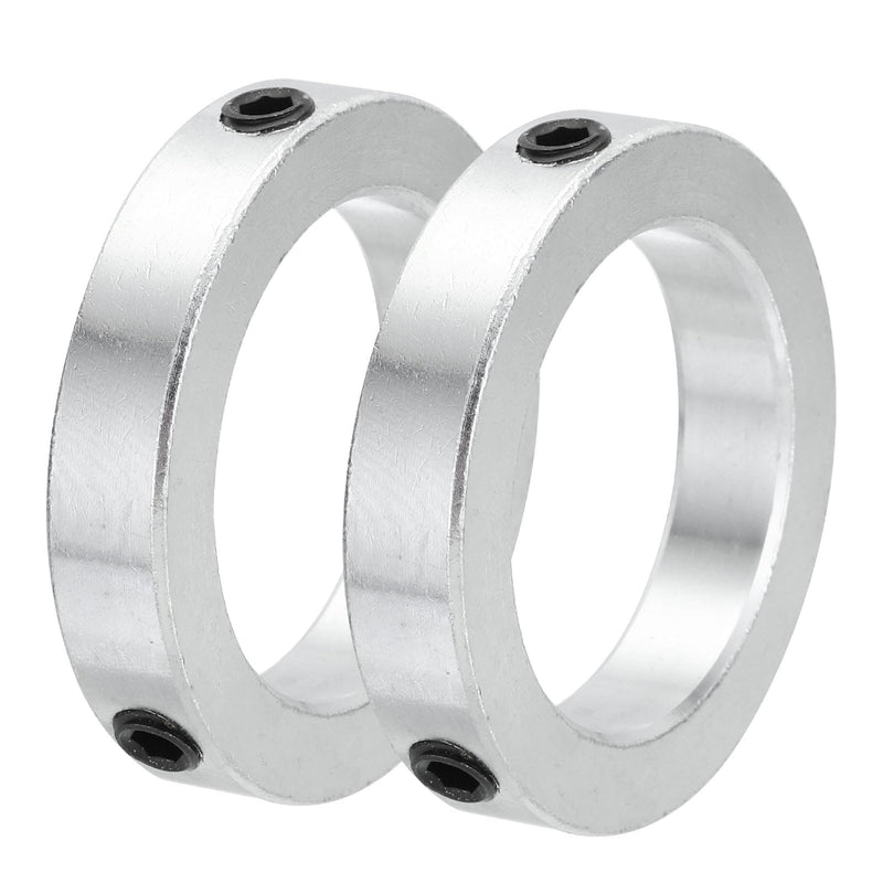 MECCANIXITY Shaft Collar 2 Inch Bore Zinc Plated Carbon Steel Set Screw Style Clamping Collars Silver 2 Pcs