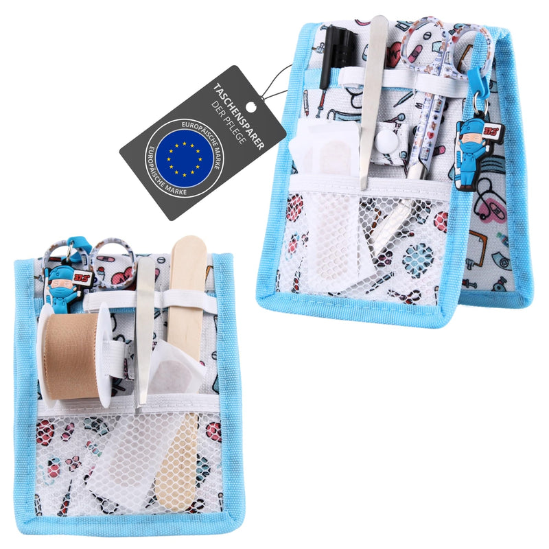 Ph Pro Heat Nurse Bag for Work with Magnet - Care Bag - Kankenhaus Accessories - Nurse Bag with Multifunctional Compartments - Nursing Organiser White/Light Blue