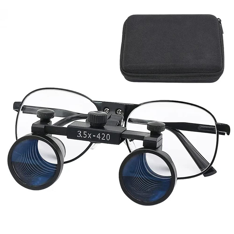 [Australia - AusPower] - 2.5X 3.5X Binocular Dental Loupes Surgical Magnifier Dentist Loupe Metal Eyeglasses Depth View (3.5x-420), Black 3.5x-420 