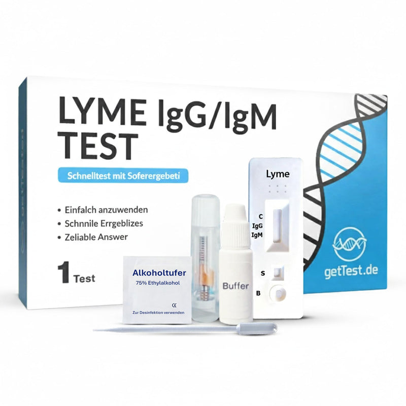 GetTested Lyme IgG/IgM Quick Test for Home - Tick Bite / Lyme Disease Test - Result in 10 Minutes, Simple, Discreet & No Doctor Appointment