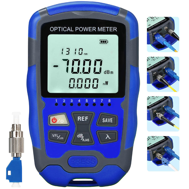 [Australia - AusPower] - A-M70 Fiber Optic Cable Tester Portable -70~+10dbm Optical Power Meter FC/SC/ST Interface Fiber Tester with LC Adapter and RJ45 Tester 